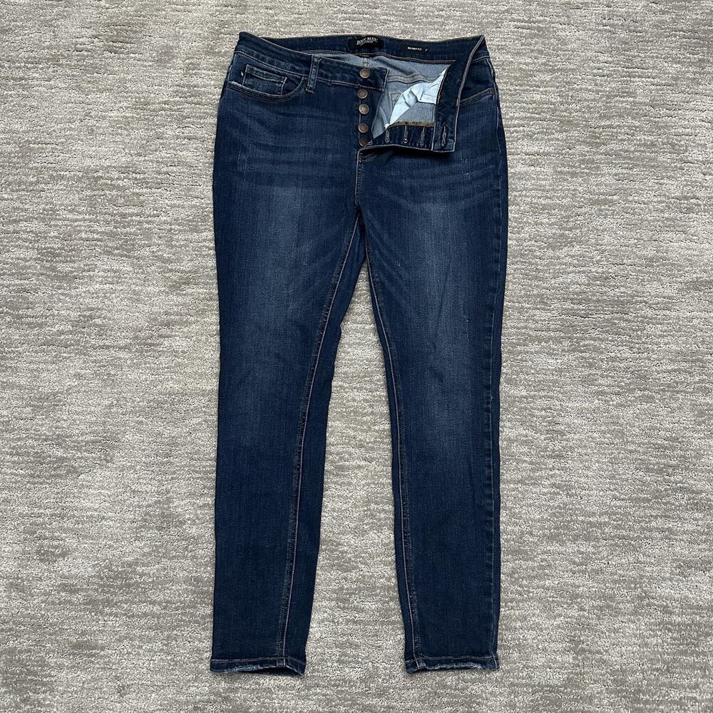 Judy Blue Jeans Juniors 13/31 Blue Skinny Fit Mid Rise Button Fly Stretch Denim